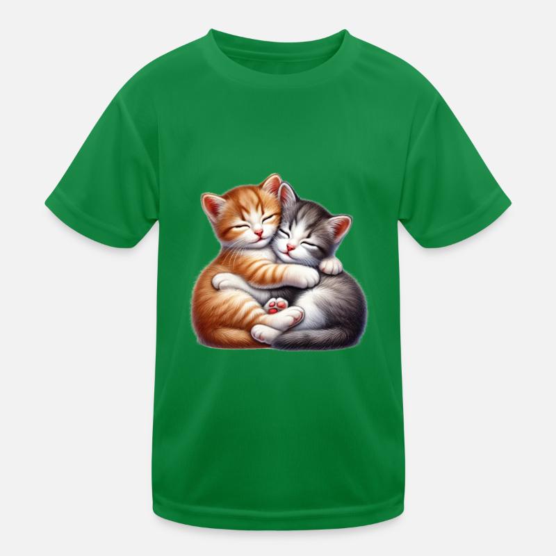 Deux chatons câlins dans une étreinte affectueuse T-shirt sport Enfant