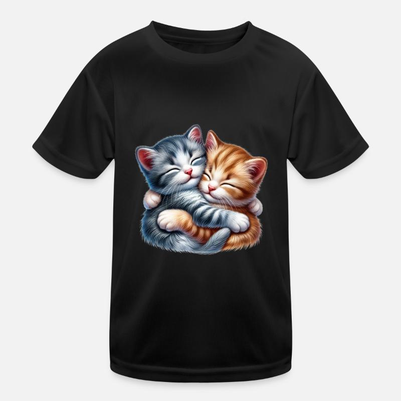 Deux chatons câlins dans une étreinte affectueuse T-shirt sport Enfant