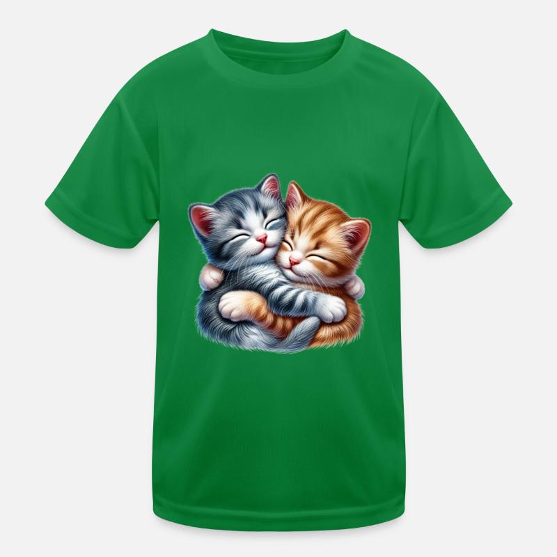 Deux chatons câlins dans une étreinte affectueuse T-shirt sport Enfant