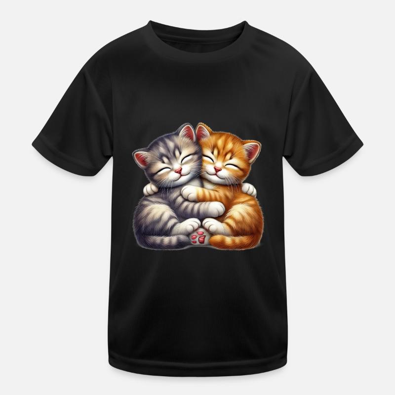 Deux chatons câlins dans une étreinte affectueuse T-shirt sport Enfant