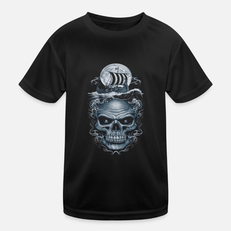 Wikinger – Wölfe & Schiff im Mondlicht Kinder Funktions-T-Shirt