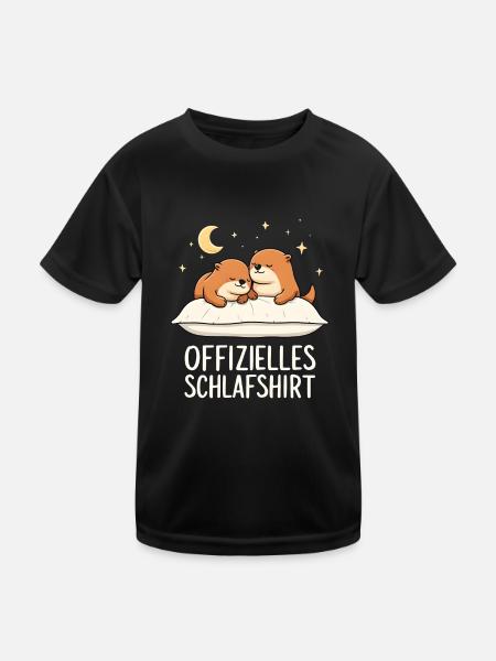 Official Sleep Shirt Sea Otter Otter Pair - Kids Functional T-Shirt - black - Front