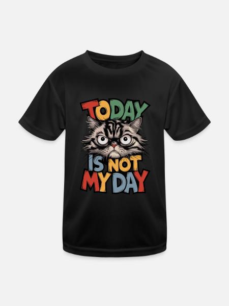 Boze kat "Vandaag is niet mijn dag" sarcastische kunst - Funktionsshirt til børn - sort