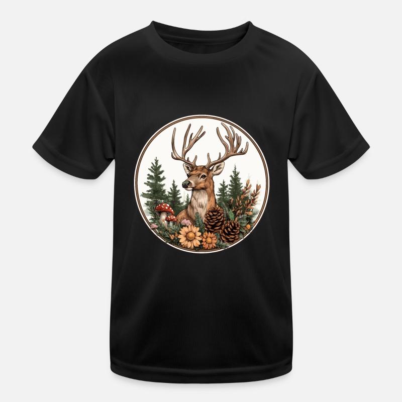 Cerf cottagecore dans la nature T-shirt sport Enfant