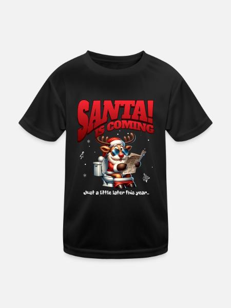 Père Noël Noël Hommes et femmes - T-shirt sport Enfant - noir - Devant