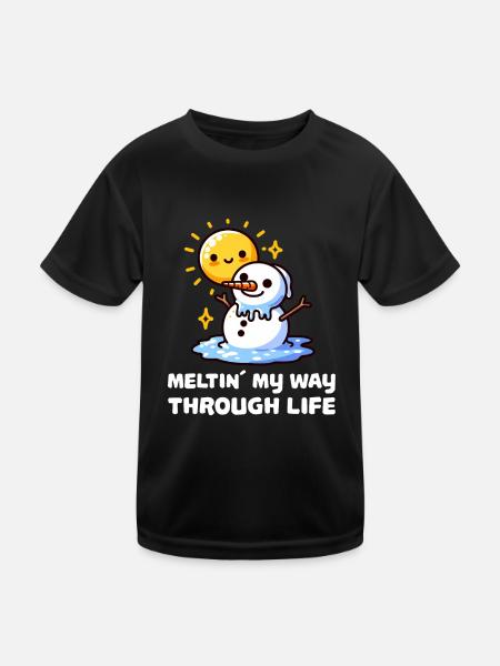 Schmelzen Meinen Weg Durch Das Leben Schneemann - Kinder Funktions-T-Shirt - Schwarz - Vorne