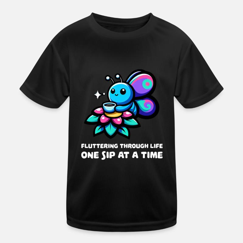 Fluttering Through Life Coffee Butterfly Kids Functional T-Shirt