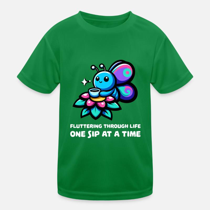 Fluttering Through Life Coffee Butterfly Kids Functional T-Shirt