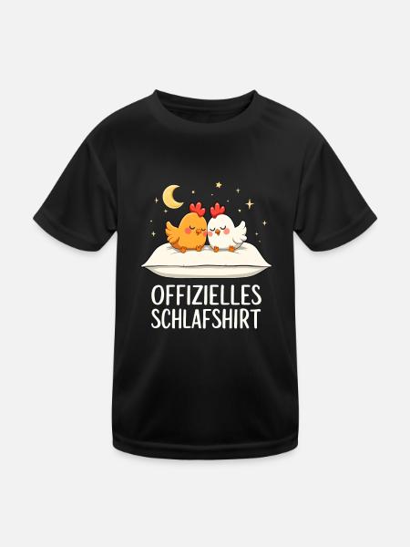 Offizielles Schlafshirt Hühner Huhn Paar - Kinder Funktions-T-Shirt - Schwarz