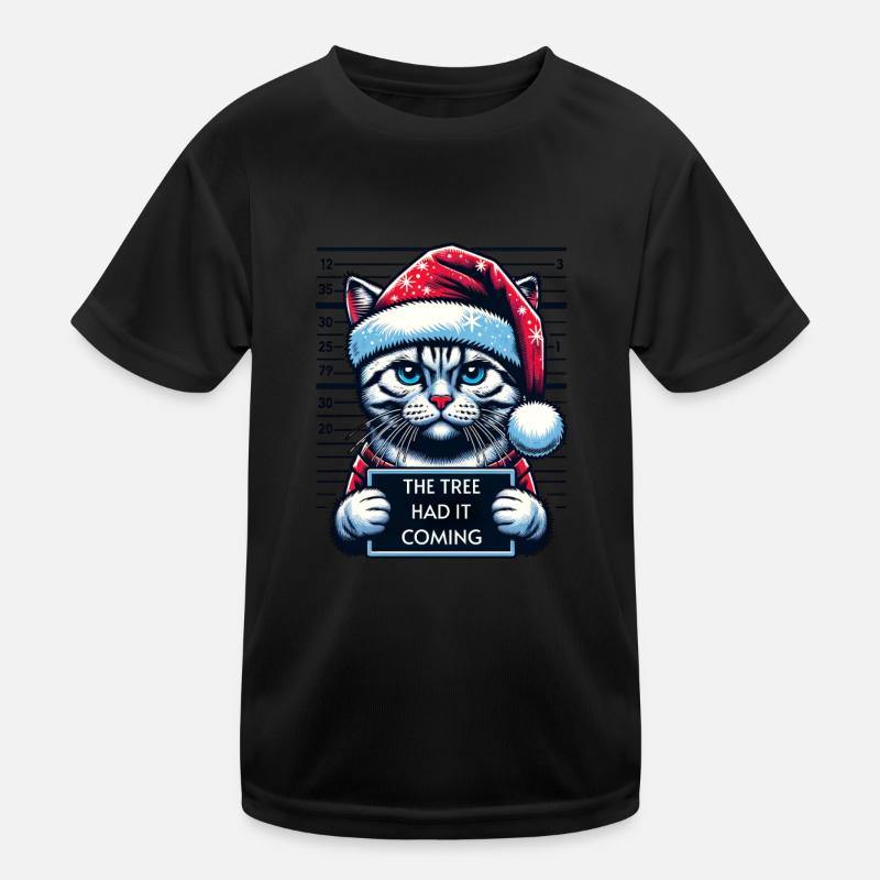 Père Noël Noël Drôle de chats Mugshot T-shirt sport Enfant