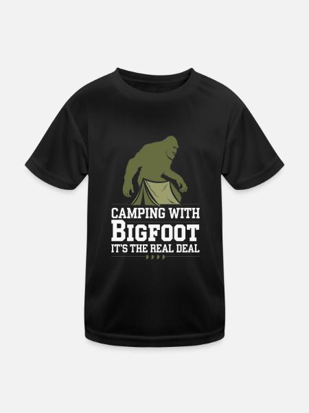 Bigfoot Believer Sasquatch Cryptid Forest Creature - Kids Functional T-Shirt - black - Front