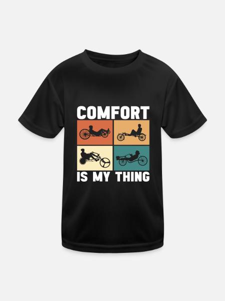 Recumbent Trike Liegetrike Liegedreirad - Kinder Funktions-T-Shirt - Schwarz - Vorne