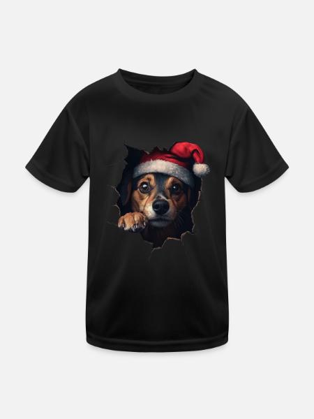 Hundebesitzer Hunde Weihnachten Weihnachts Hund - Kinder Funktions-T-Shirt - Schwarz - Vorne