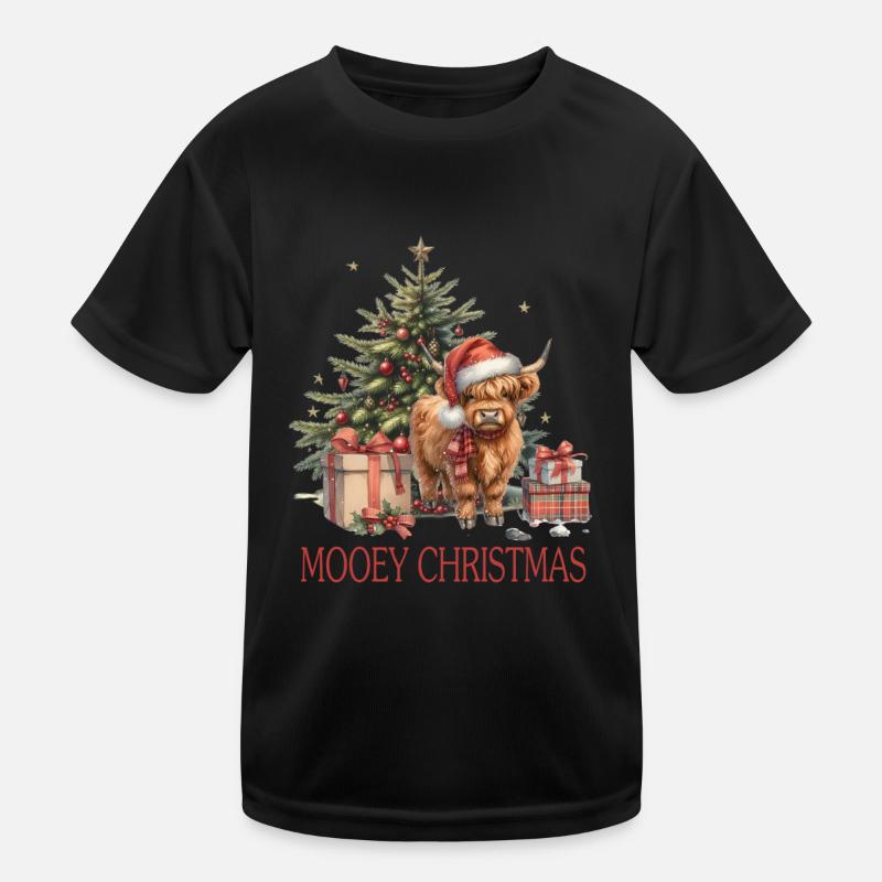 Mooey Christmas Mit Weihnachtsbaum und Geschenken Kinder Funktions-T-Shirt
