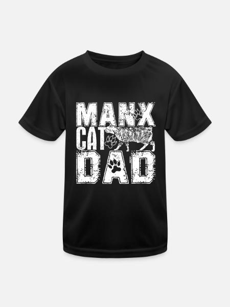 Manx Cat Manx Cat Dad - Kids Functional T-Shirt - black - Front