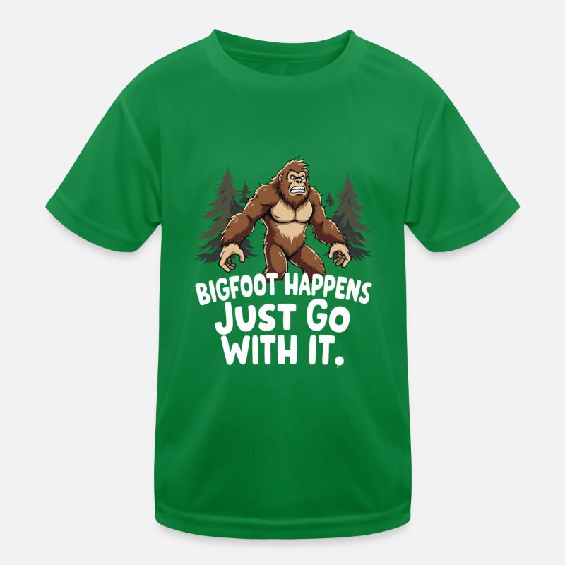 Bigfoot Believer Sasquatch Cryptid Forest Creature Kids Functional T-Shirt
