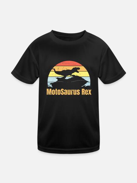 Jetski MotoSaurus Rex - Funny Jetski Dino Dinosaur - Kinder Funktions-T-Shirt - Schwarz - Vorne