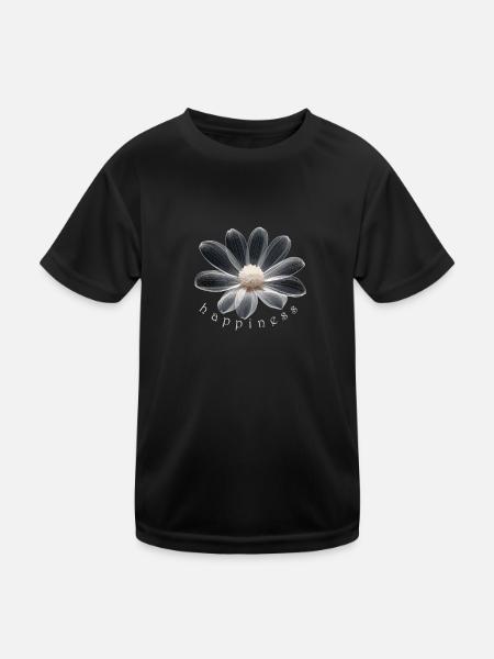 Glücksblume Happiness Flower - Kinder Funktions-T-Shirt - Schwarz - Vorne