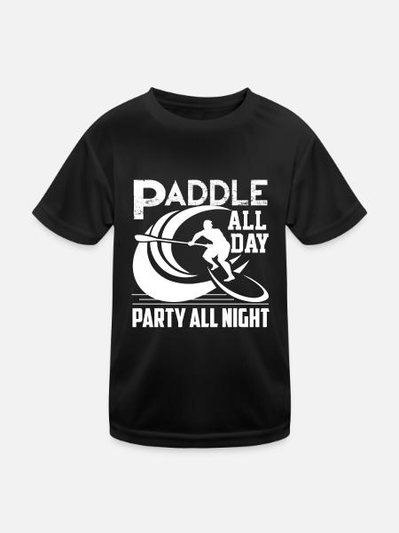 Paddleboarding All Day Party All Night - Kids Functional T-Shirt - black - Front