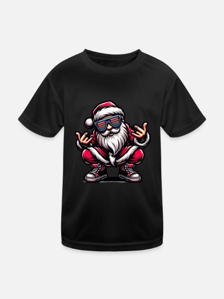 Santa Claus is dancing on xmas Christmas funny - Kinder Funktions-T-Shirt - Schwarz - Vorne