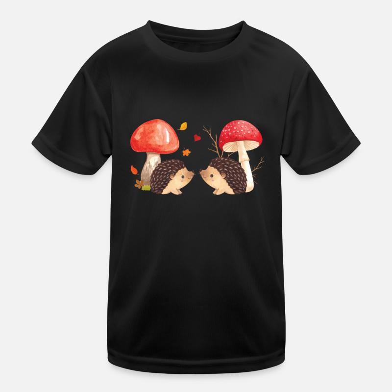 Mignon hérissons et champignons Illustration d’automne Mignon T-shirt sport Enfant