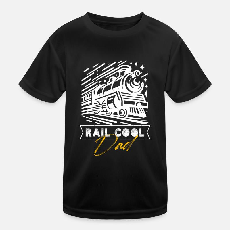 rail cool dad Design for a railroad models Kids Functional T-Shirt