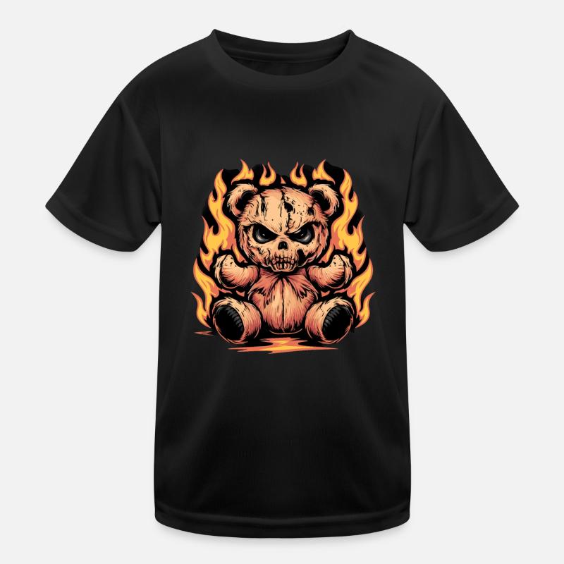 Fierce Flaming Teddy Bear Cool Statement Kinder Funktions-T-Shirt