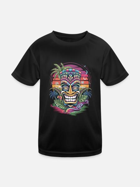 Tiki Kultur Maori Maske für einen Tkik Fans - Kinder Funktions-T-Shirt - Schwarz