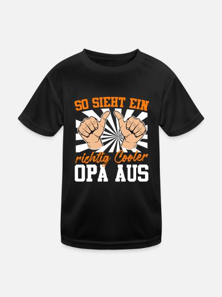 Großvater SO SIEHT EIN RICHTIG COOLER OPA AUS - Kinder Funktions-T-Shirt - Schwarz - Vorne