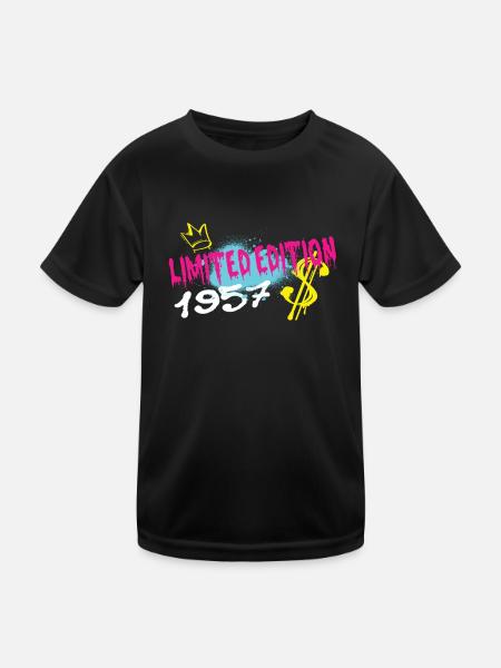 Limited Edition 1957 Geburtstag 1957 Geboren - Kinder Funktions-T-Shirt - Schwarz - Vorne