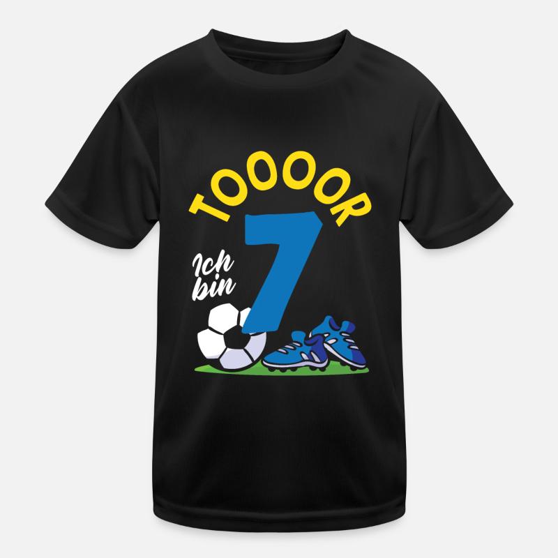 Tor Fußball Ich bin 7 Kindergeburtstag Kinder Funktions-T-Shirt