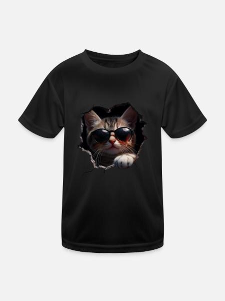 Funny Cats Cat Owner Cute Cat Pet - Kids Functional T-Shirt - black - Front