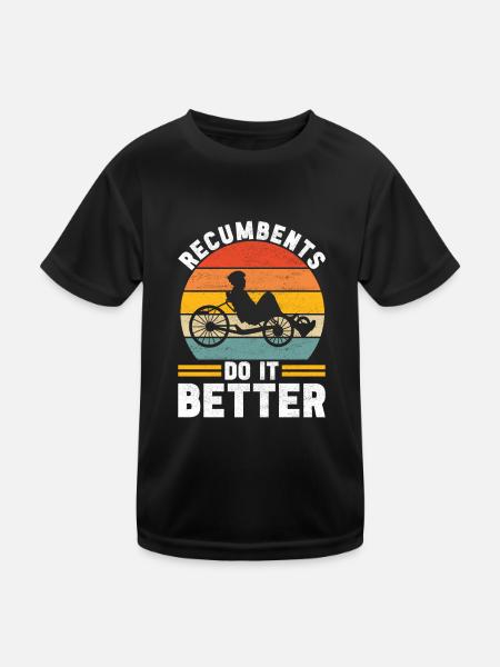 Recumbent Trike Liegetrike Liegedreirad - Kinder Funktions-T-Shirt - Schwarz - Vorne