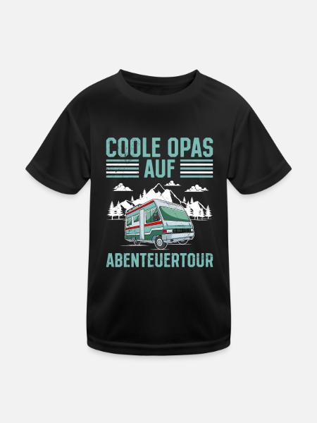 Opi COOLE OPAS AUF ABENTEUERTOUR Lustiges - Kinder Funktions-T-Shirt - Schwarz - Vorne