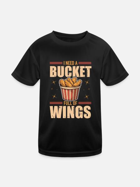 Hühnerflügel - Seau de poulet plein d’ailes - T-shirt sport Enfant - noir - Devant