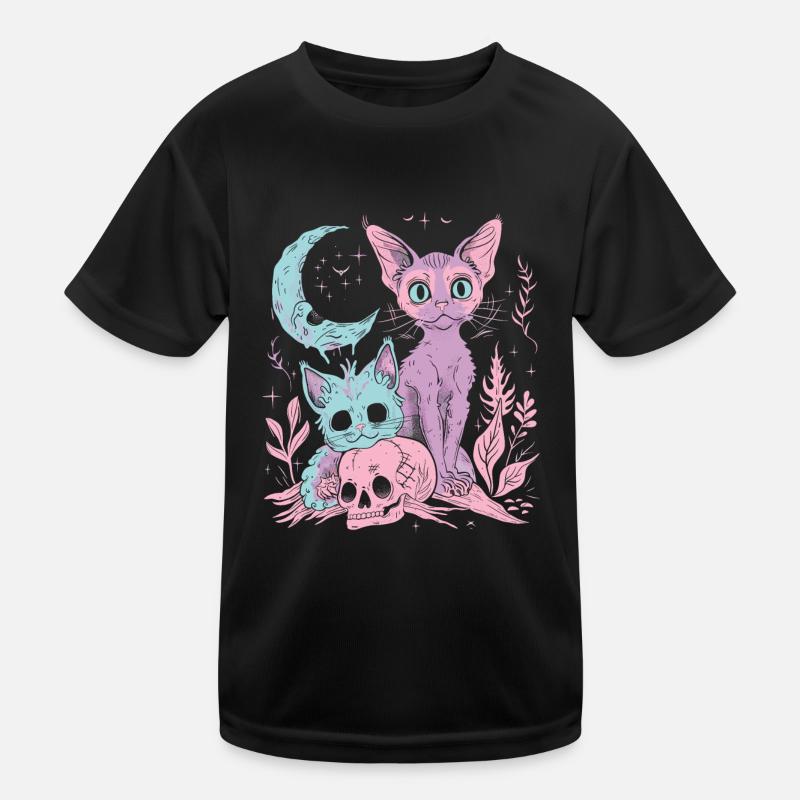 Kawaii Cat Pastel Goth Devilish Kids Functional T-Shirt