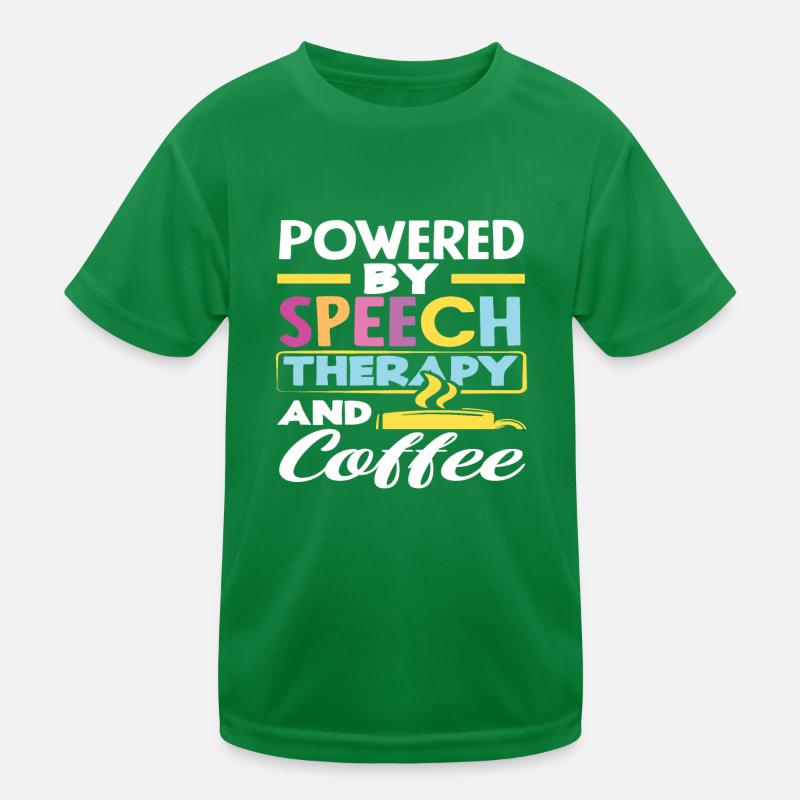 Powered by speech therapy and coffee Kids Functional T-Shirt