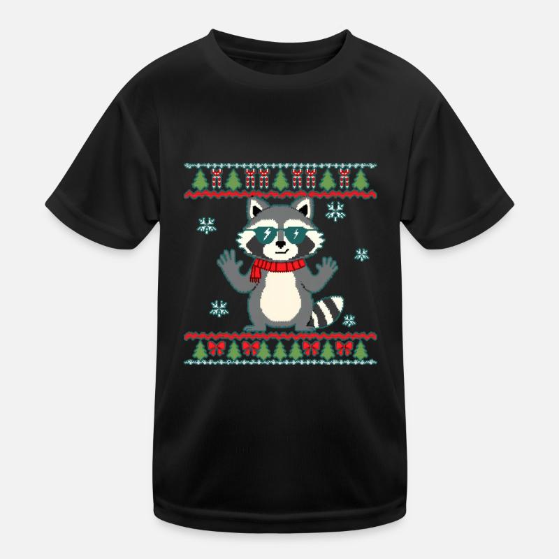 Retro Waschbär Rock Musik Waschbär ugly Weihnachts Kinder Funktions-T-Shirt