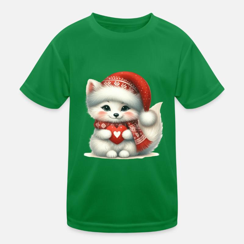 Mignon renard de Noël avec coeur T-shirt sport Enfant