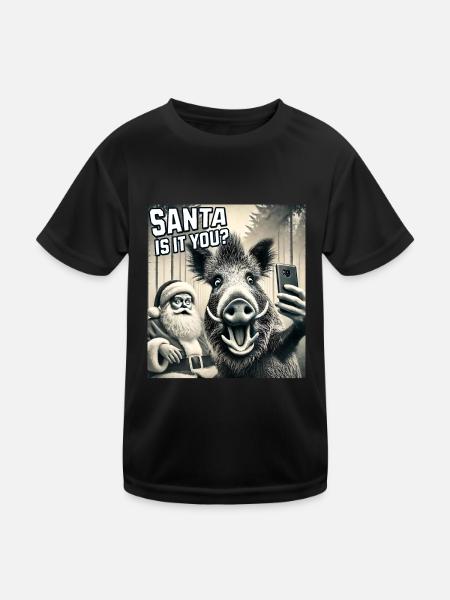 Chats Selfie Père Noël - T-shirt sport Enfant - noir - Devant