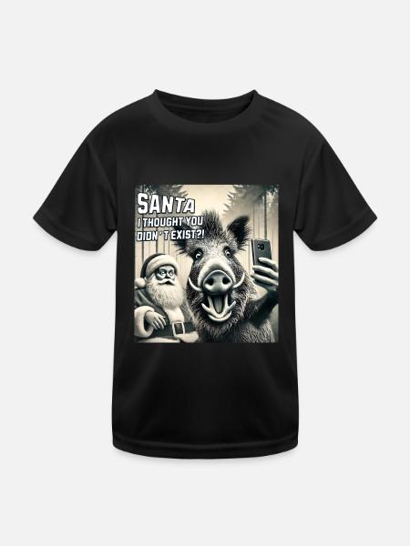 Chats Selfie Père Noël - T-shirt sport Enfant - noir - Devant