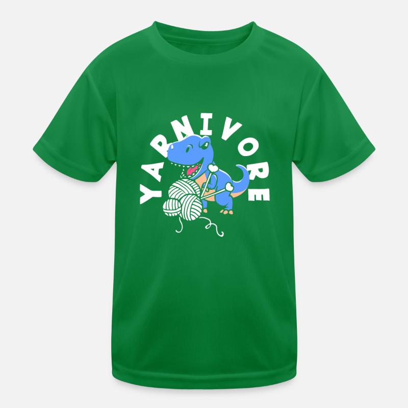 Stricken Dinosaurier Yarnivore Spaß Kinder Funktions-T-Shirt