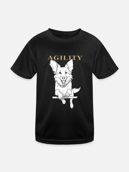 HUND AGILITY - Kinder Funktions-T-Shirt - Schwarz - Vorne