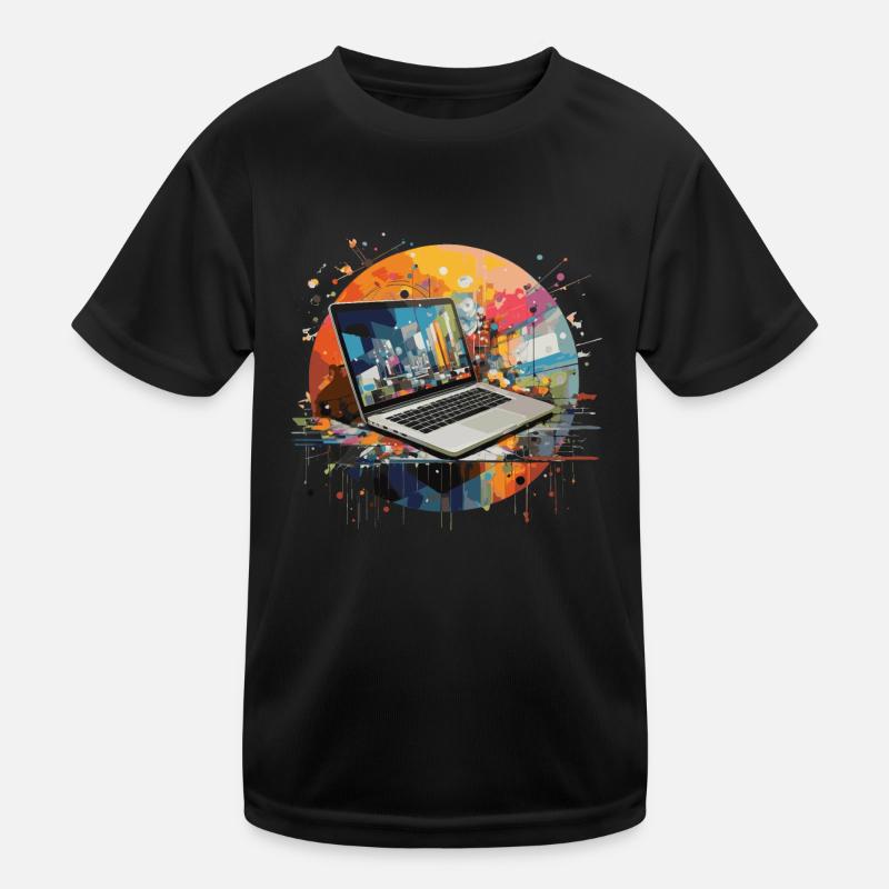 Laptop Rechner Computer Kinder Funktions-T-Shirt