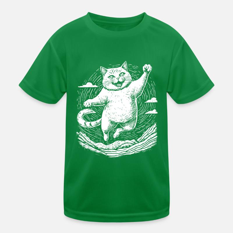 Cat practicing karate Kids Functional T-Shirt
