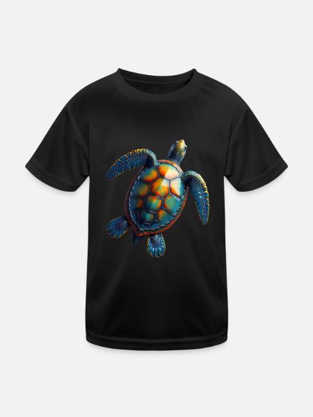 Amoureux des tortues de mer Motif safari animalier - T-shirt sport Enfant - noir - Devant