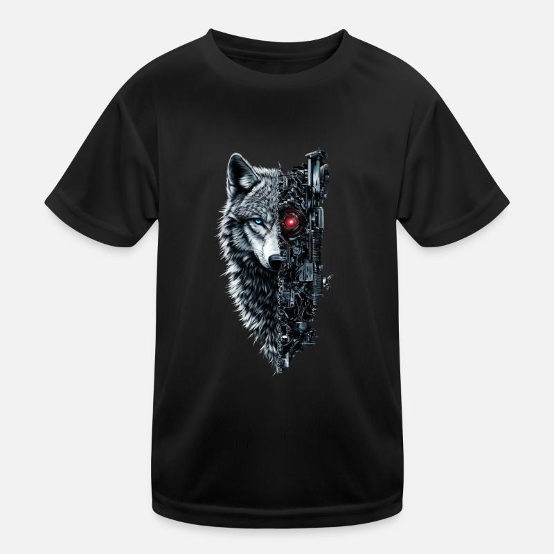 Lustiger Roboter Kunst Wolf Cyborg Tier AI Wolf Kinder Funktions-T-Shirt