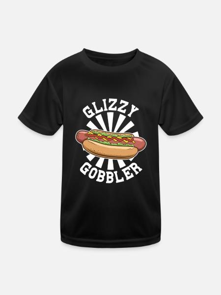 Glizzy Gobbler Witziges Hotdog-Motiv - Kinder Funktions-T-Shirt - Schwarz - Vorne