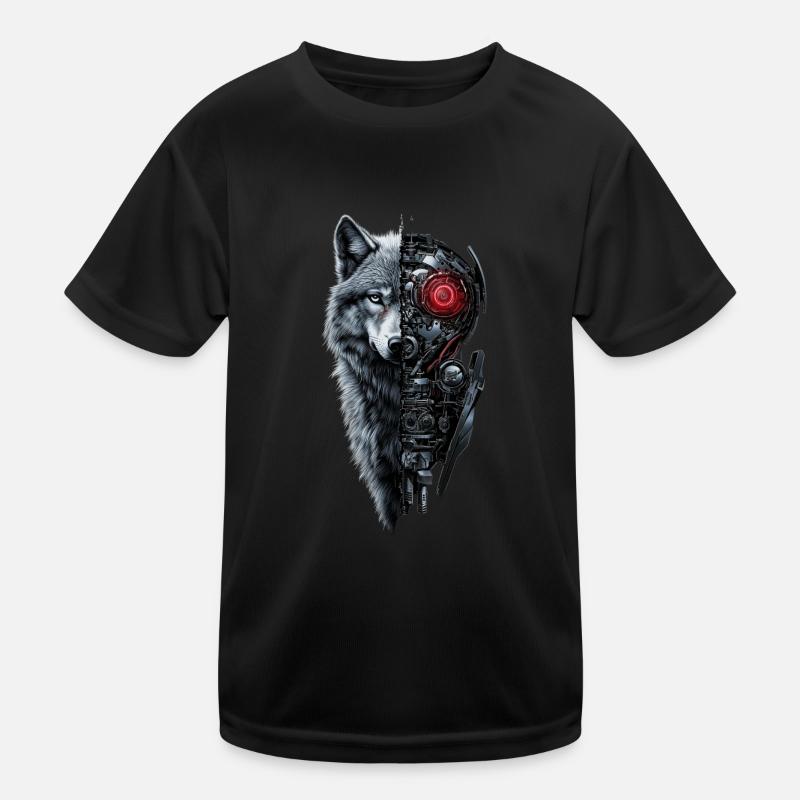Lustiger Roboter Kunst Wolf Cyborg Tier AI Wolf Kinder Funktions-T-Shirt