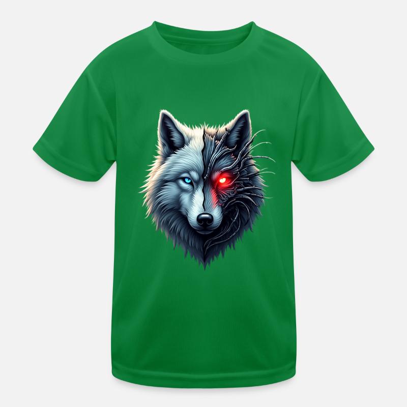 Lustiger Roboter Kunst Wolf Cyborg Tier AI Wolf Kinder Funktions-T-Shirt